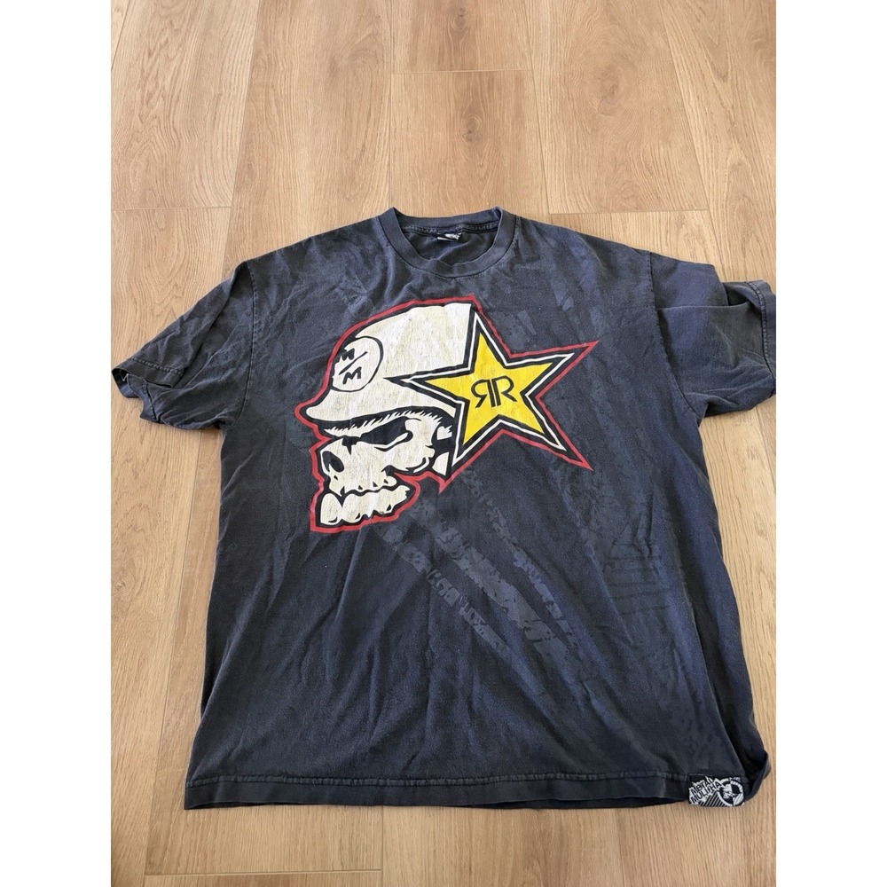 Vintage Y2K Metal Mulisha T Shirt Rockstar Energy Black XL Skull